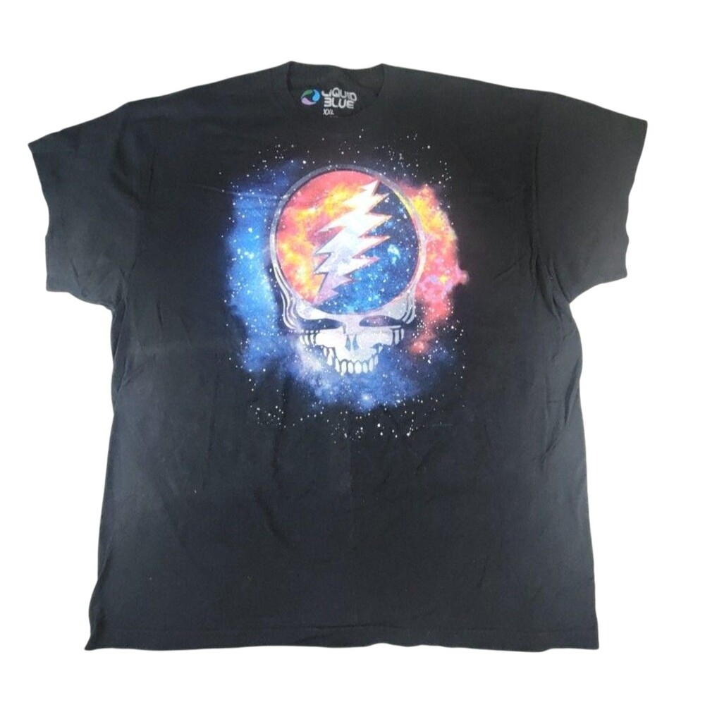 Grateful Dead Shirt Mens 2XL Liquid Blue Galaxy Steal Your Face Graphic Tee